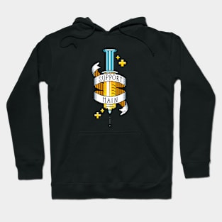 Support Main Gamer Yellow Pixel Art Syringe Hoodie